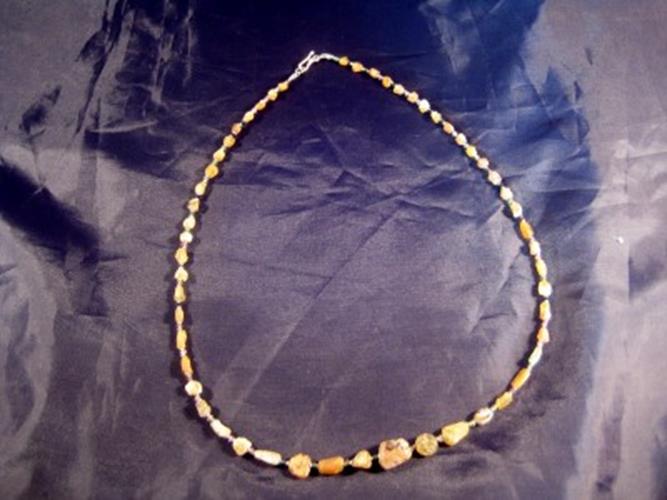 925 Silver Antique Amber Roman Glass Lapis stone Necklace 1700 yrs old NN12