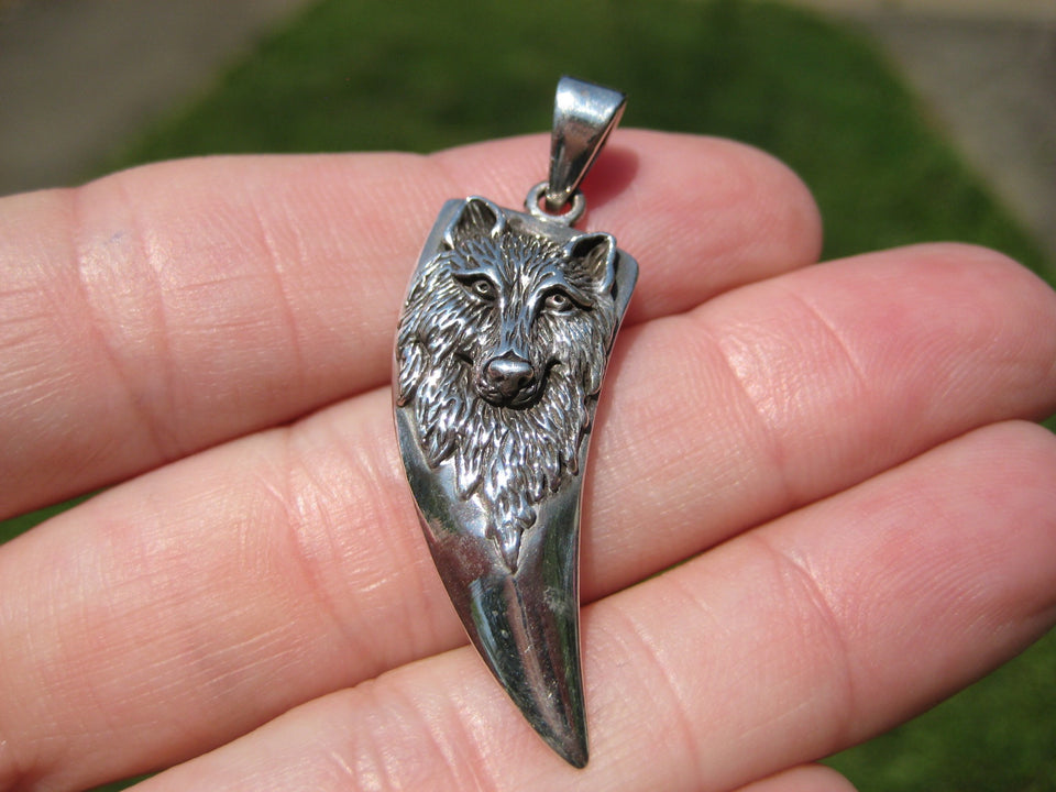 925 Silver  Viking Norse Wolf Pendant Necklace A3812