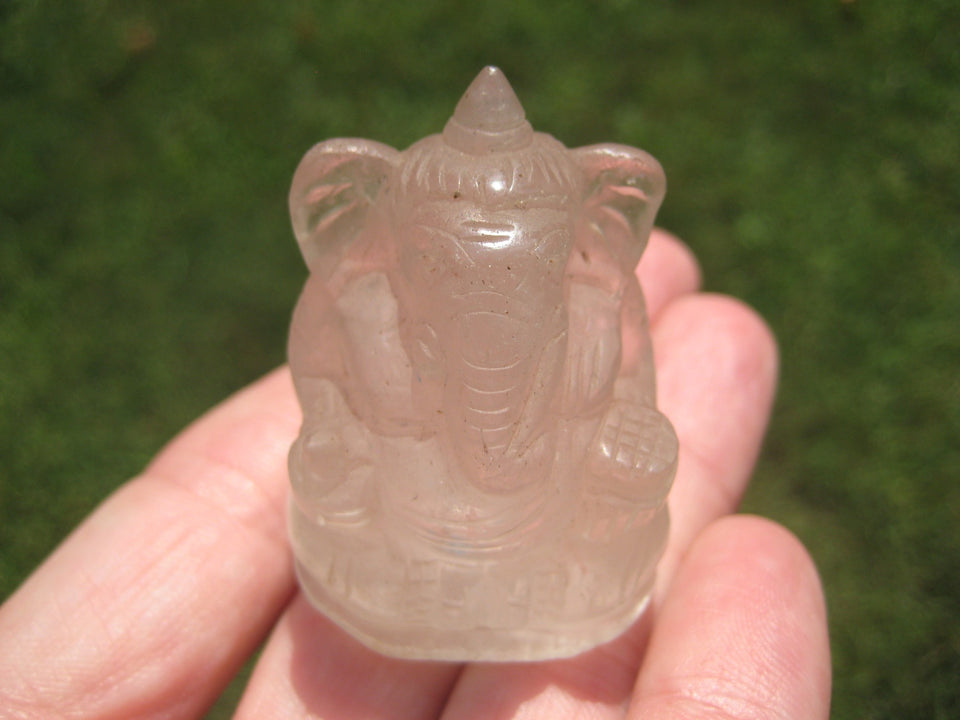 Natural Quartz Crystal Ganesh Ganesha Elephant God Statue A2855