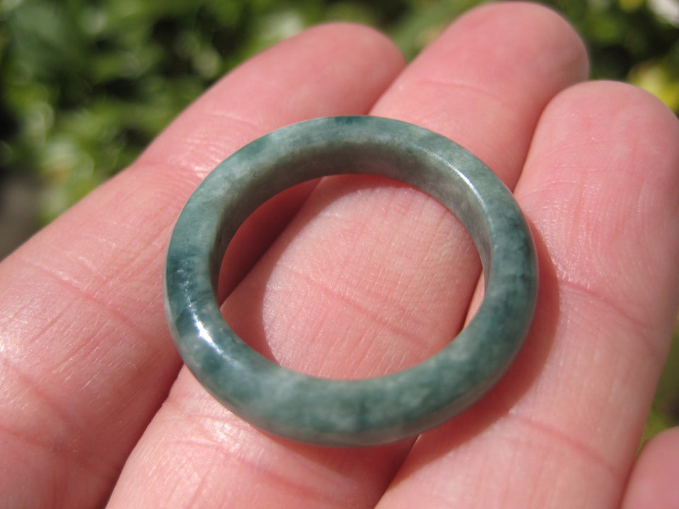 Natural Green Jadeite Jade Ring Thailand Jewelry Art Size 9.5 US A518