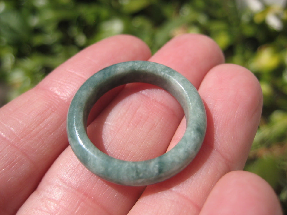 Natural Green Jadeite Jade Ring Thailand Jewelry Art Size 9.5 US A518