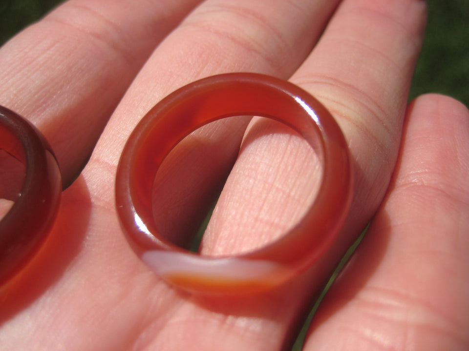 Natural Agate Carnelian Ring Northern Stone Mineral Size 6.5 and 7 US A5275