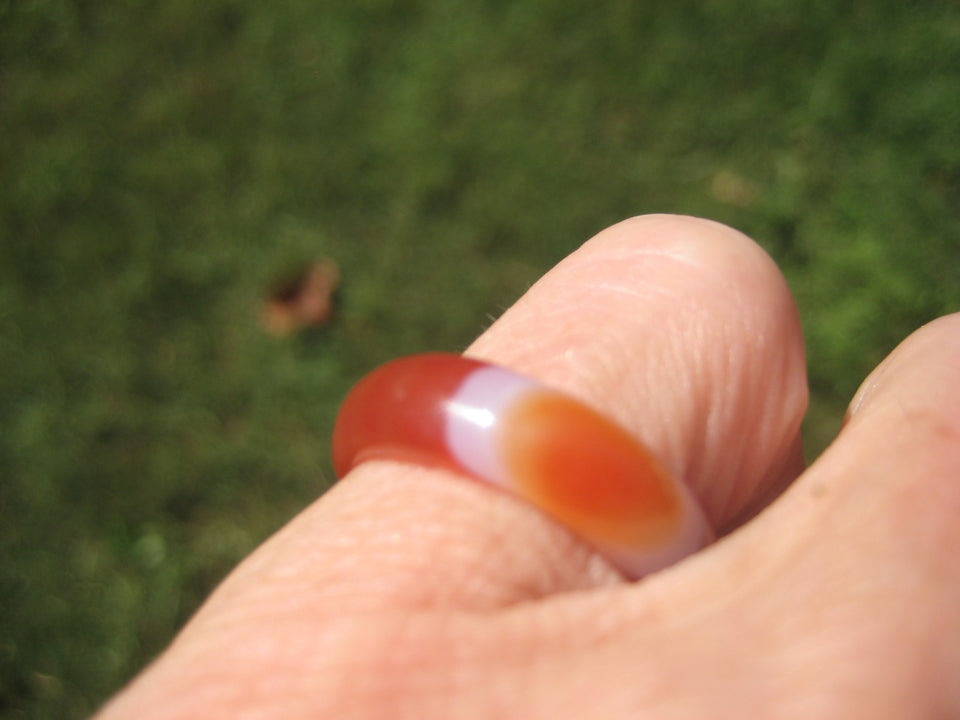 Natural Agate Carnelian Ring Northern Stone Mineral Size 6.5 and 7 US A5275