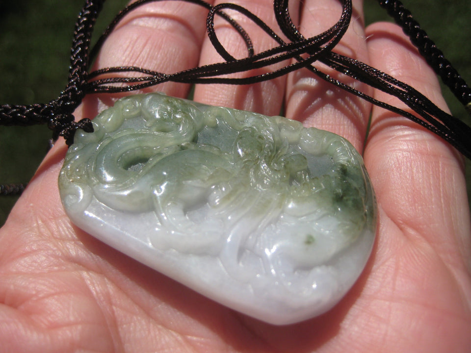 Natural Grade A Jade Jadeite Dragon Pendant Necklace A24279