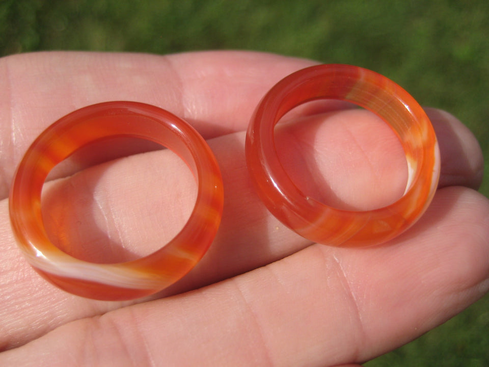 Natural Agate Carnelian Ring Northern Stone Mineral Size 6.5 and 7 US A5254