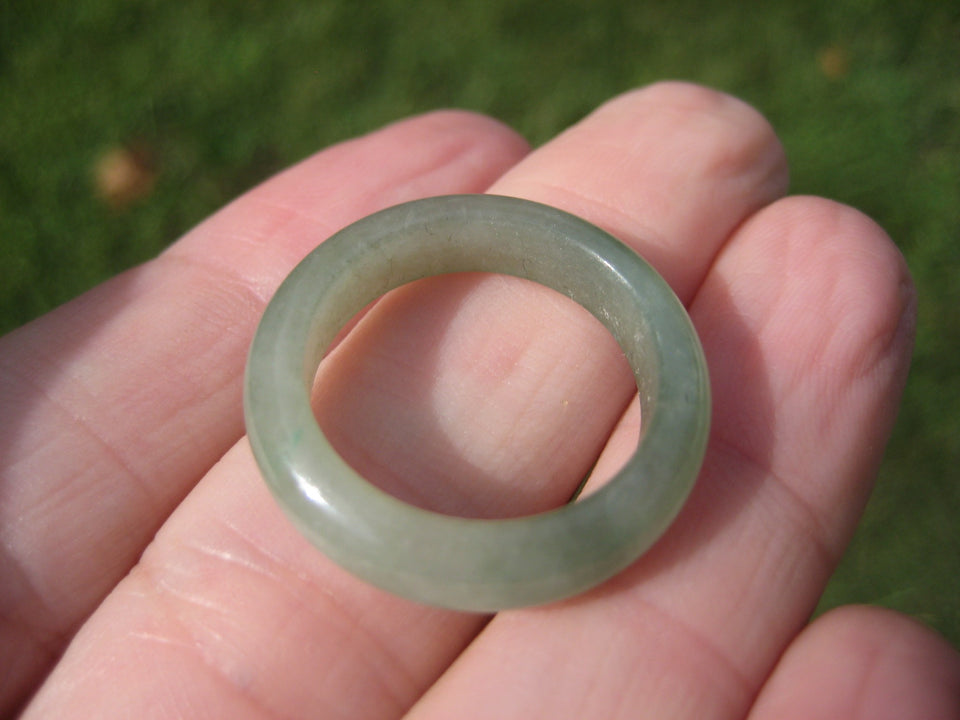 Natural Jadeite Jade Ring Northern Stone Mineral Size 8 US A5238