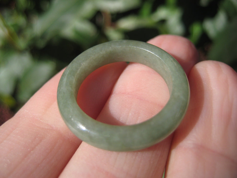 Natural Green Jade Ring Myanmar Jewelry Art Size 7.5 US A525