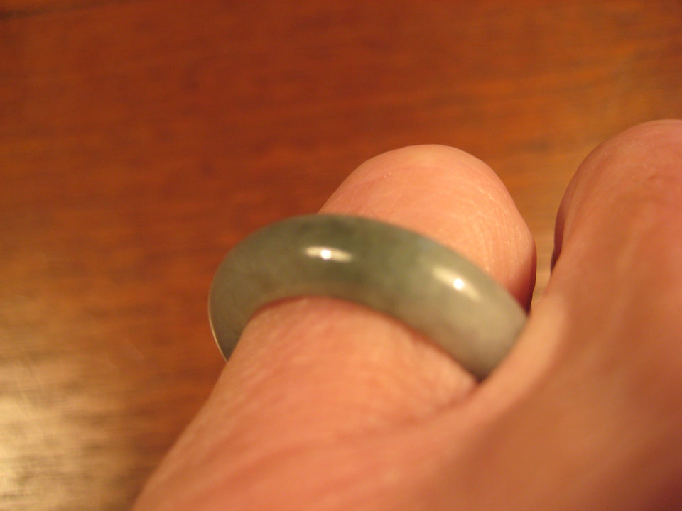 Natural Green Jade Ring Myanmar Jewelry Art Size 7 US A438