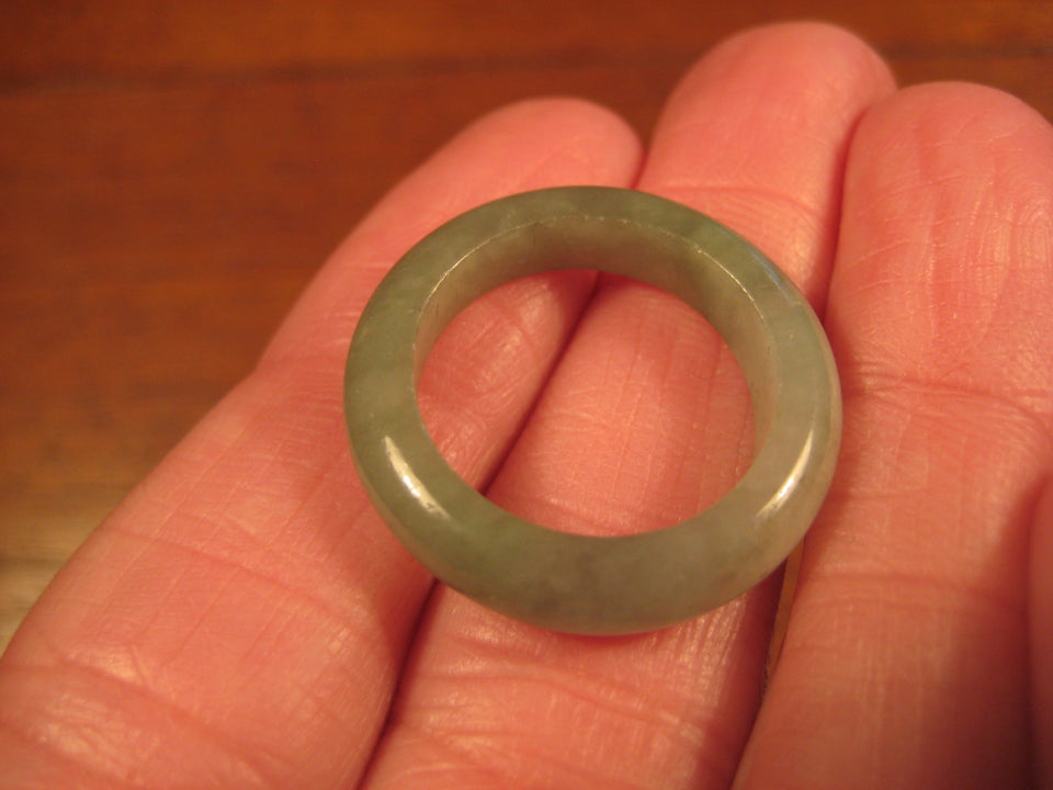 Natural Green Jade Ring Myanmar Jewelry Art Size 7 US A431