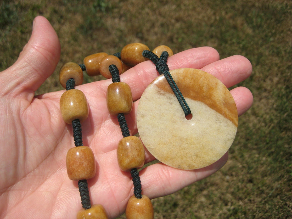Natural Honey Agate Stone Pendant Necklace Hand Made A25744