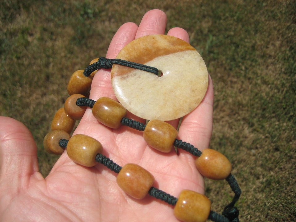 Natural Honey Agate Stone Pendant Necklace Hand Made A25744