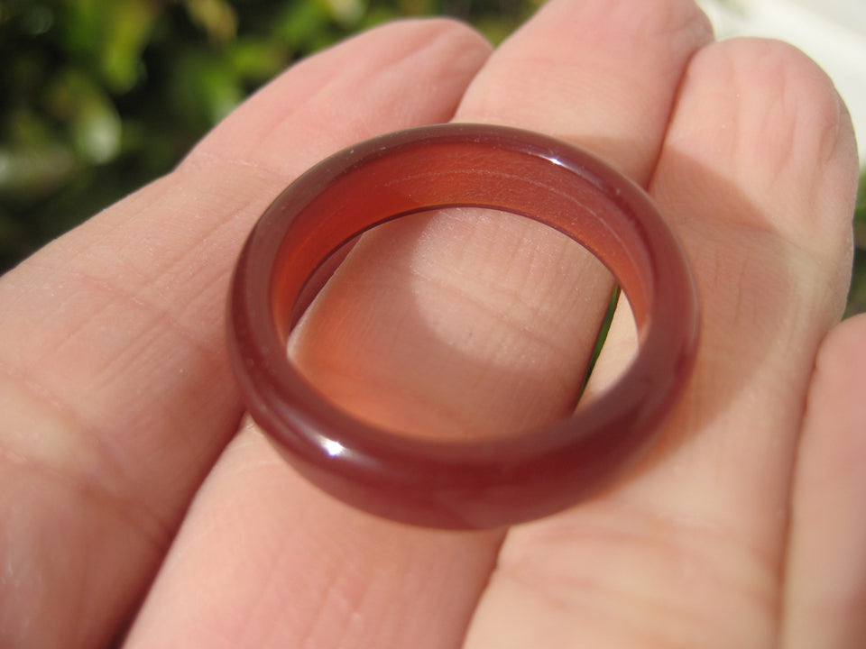 Natural Carnelian Agate ring Thailand jewelry stone art size 9.5 US A287