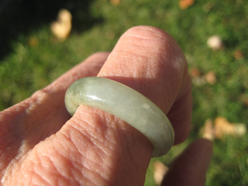 Large Natural Jadeite Jade Ring Myanmar Size 12.5 US A2136