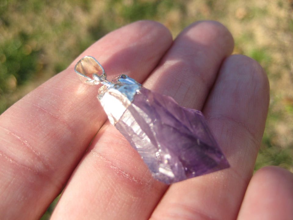 Natural Amethyst Crystal Pendant Necklace A2866