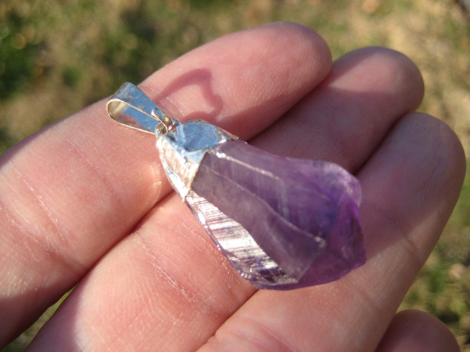 Natural Amethyst Crystal Pendant Necklace A2866