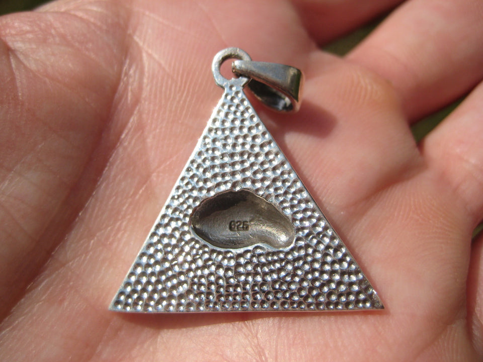 925 Silver Egyptian Seeing Eye Free Mason Masonic Pyramid Pendant Necklace A366