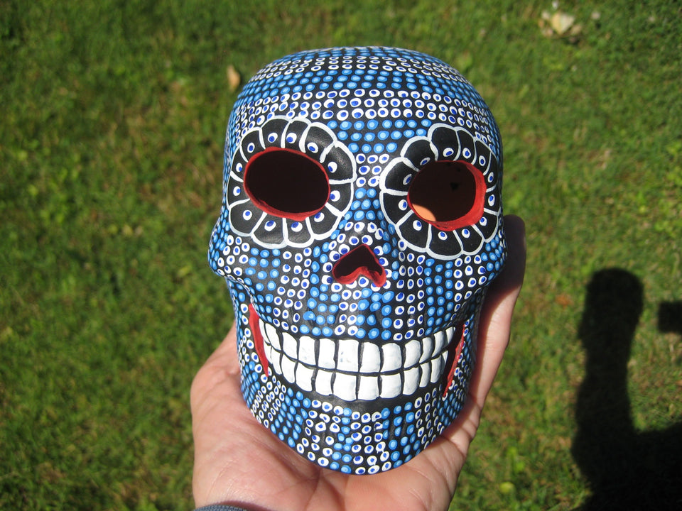 Ceramic Painted Skull Day of the Dead Taxco Mexico A552