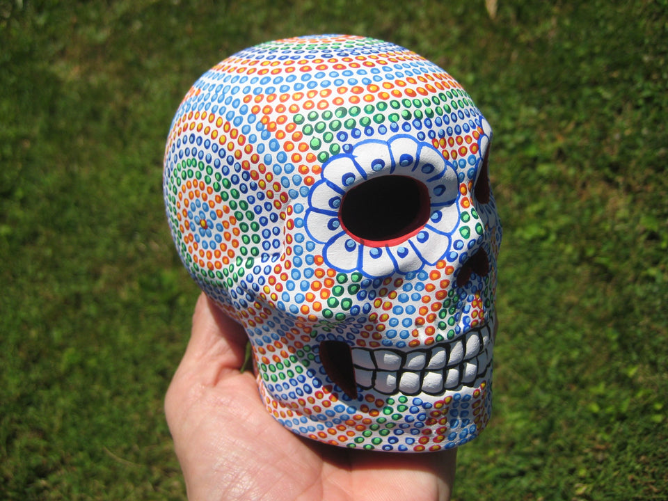 Ceramic Painted Skull Day of the Dead Taxco Mexico A563