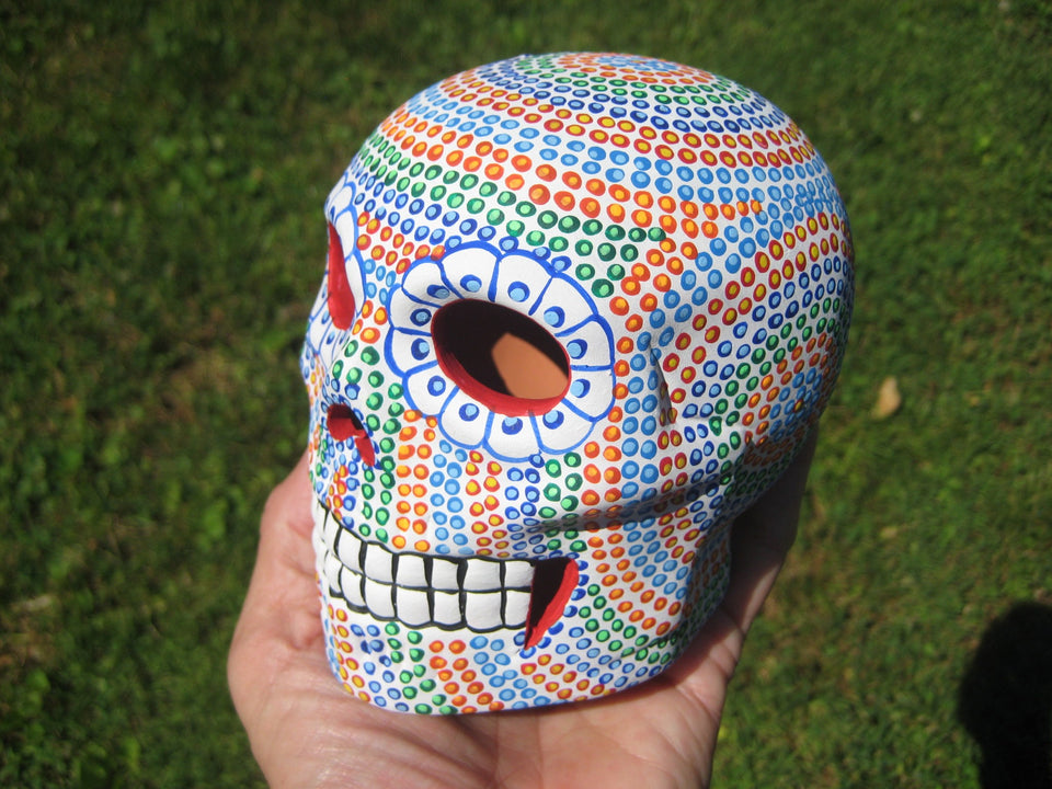 Ceramic Painted Skull Day of the Dead Taxco Mexico A563