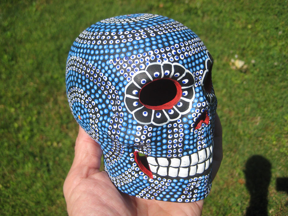 Ceramic Painted Skull Day of the Dead Taxco Mexico A552