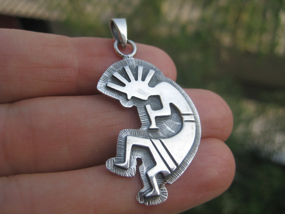 925 Silver Kokopelli Pendant Necklace Fertility God