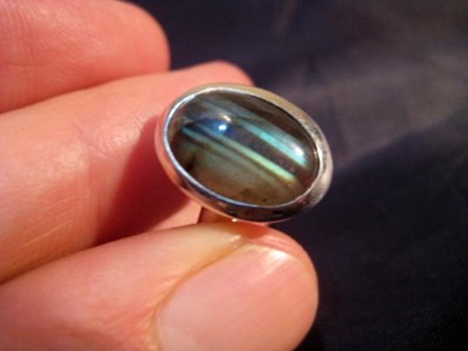 925 Silver Labradorite stone Ring Jewelry Size 7.5 AN377