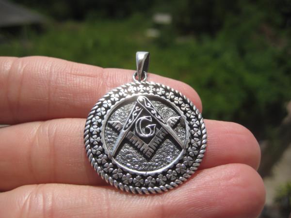 925 Silver Free Mason Masonic Pendant Necklace Thailand A12