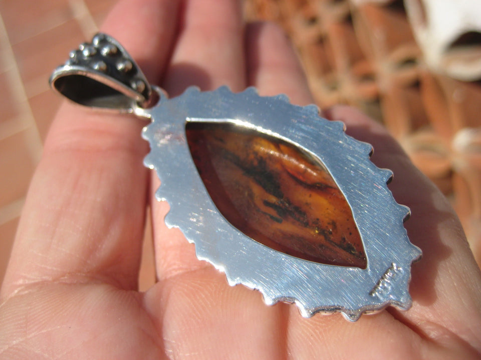 Natural Chiapas  Amber Pendant Taxco Mexico A2752