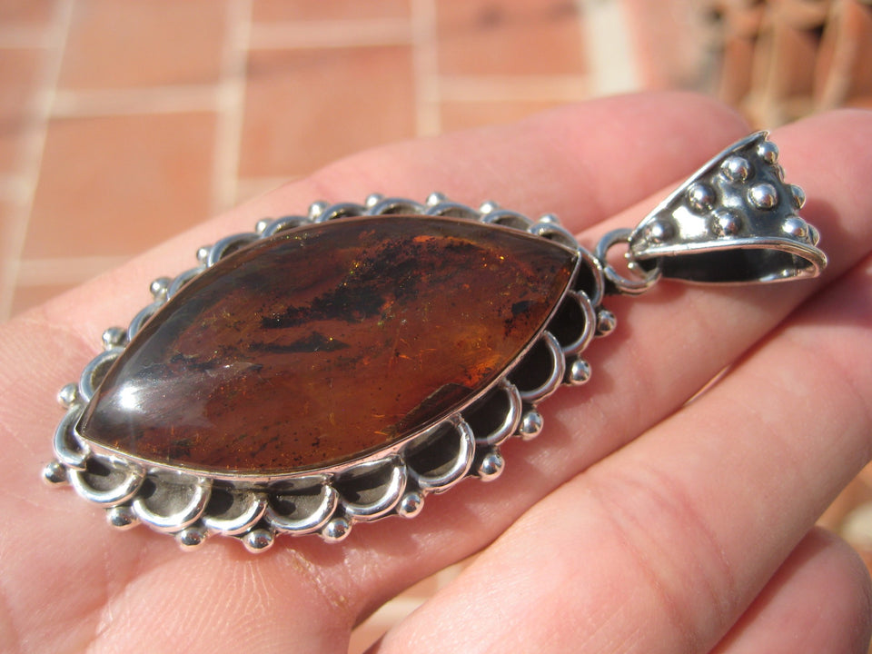 Natural Chiapas  Amber Pendant Taxco Mexico A2752