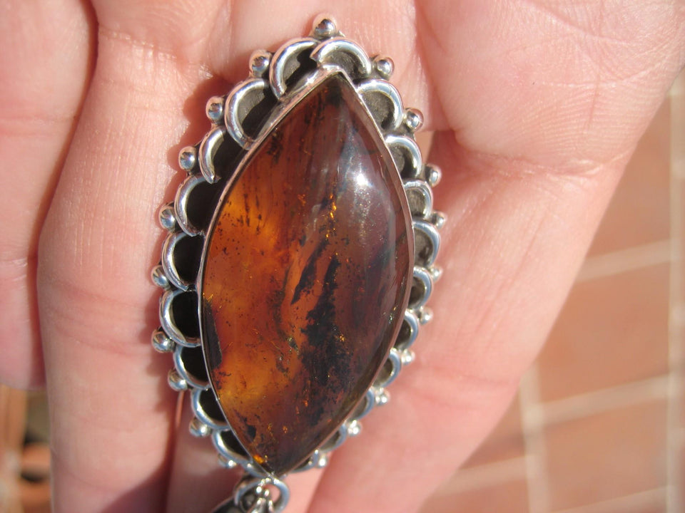 Natural Chiapas  Amber Pendant Taxco Mexico A2752