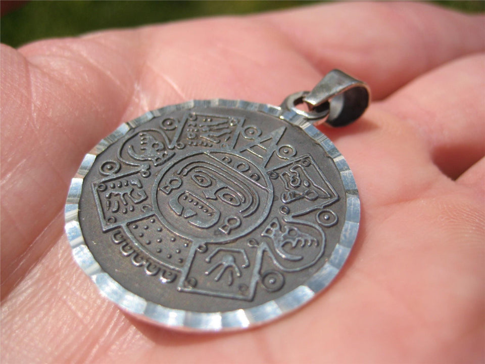 925  Silver Aztec Pendant Wind God Ehecatl Taxco Mexico A96455