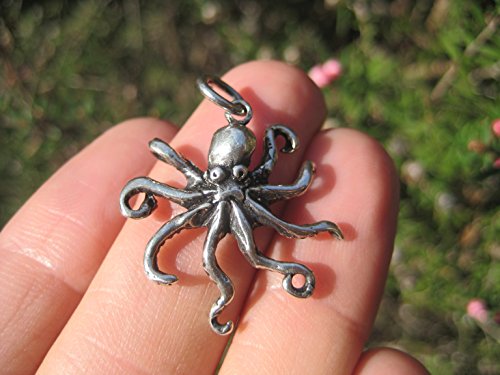 925 Silver Octopus Ocean Marine Life Pendant Necklace Jewelry Art