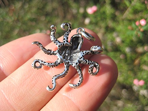 925 Silver Octopus Ocean Marine Life Pendant Necklace Jewelry Art
