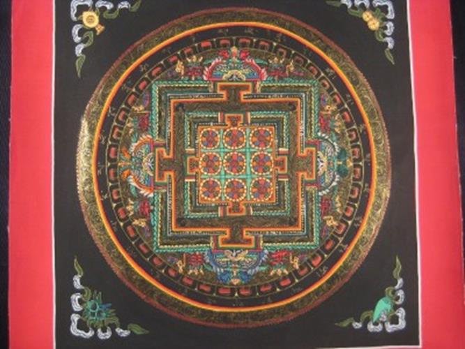 Small Mixed Gold Ohm Thangka Thanka Mandala Painting Nepal Himalayan Art N217