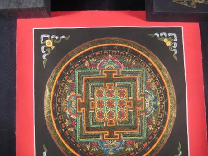 Small Mixed Gold Ohm Thangka Thanka Mandala Painting Nepal Himalayan Art N217