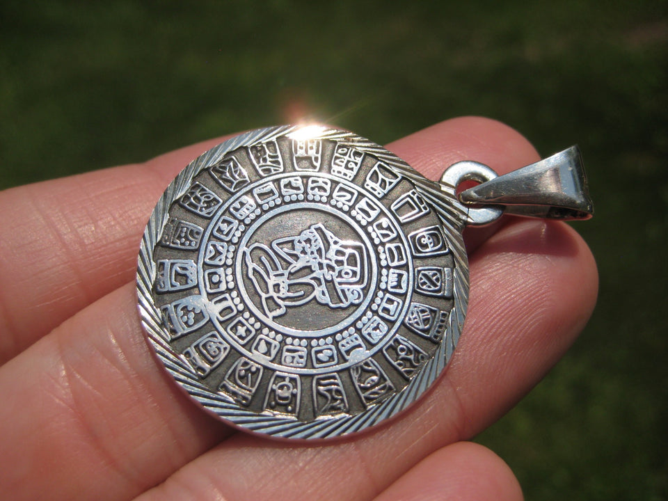 925 Silver Mayan Calendar Pendant Taxco Mexico A2749