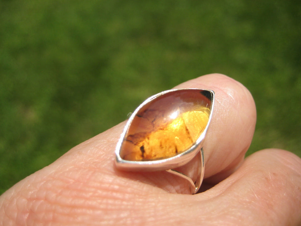 925 Silver Chiapas Amber Ring Taxco Mexico A2837