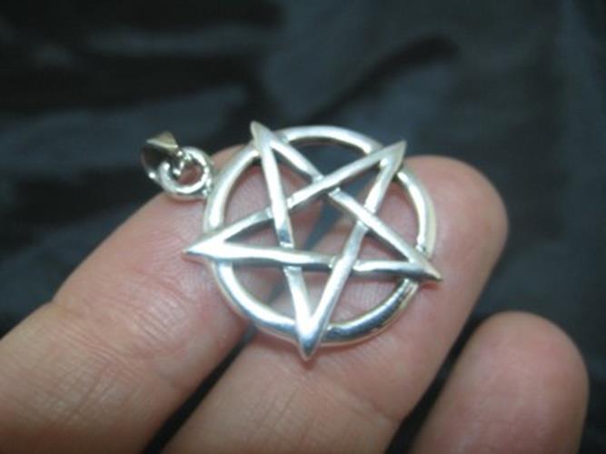 925 sterling silver wicca inverted pentagram pendant necklace N38665