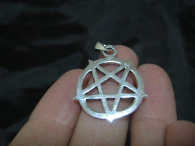 925 sterling silver wicca inverted pentagram pendant necklace N38665