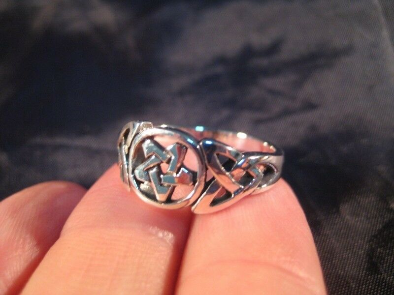 925 sterling silver pentagram wicca ring celtic style A37855
