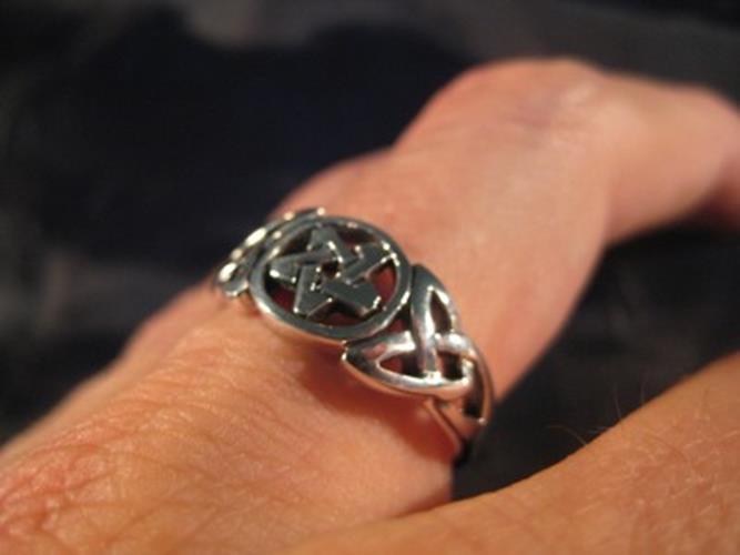 925 sterling silver pentagram wicca ring celtic style A37855