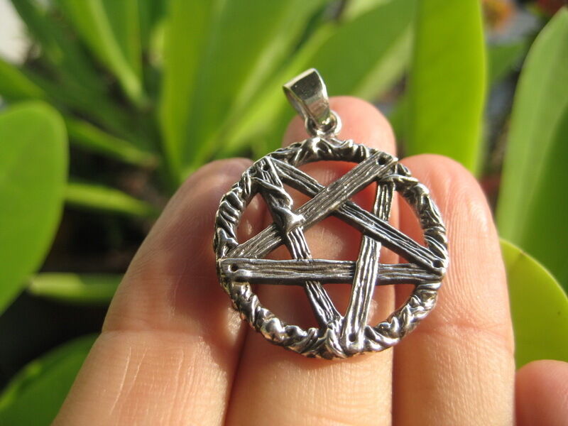 925 sterling silver wicca inverted pentagram pendant necklace A133