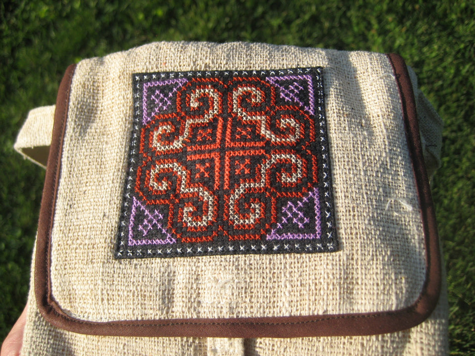 Hemp Indian Style  Embroidery  Hand Bag Purse Thailand A4673