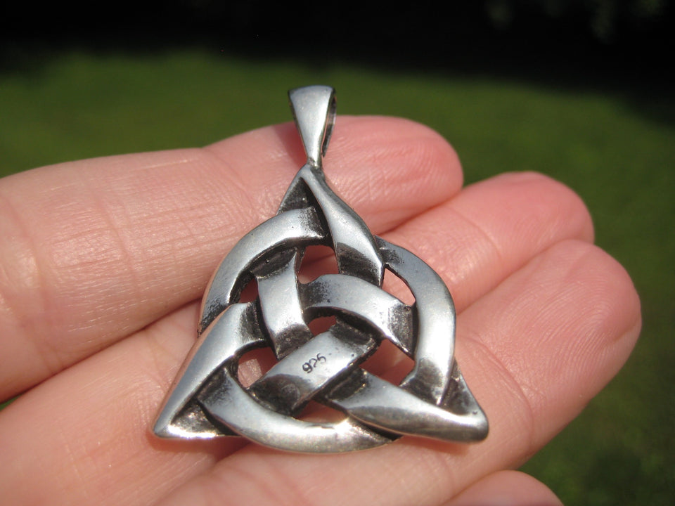 925 Silver Viking Norse Valknut Triquetra  Pendant Necklace A13