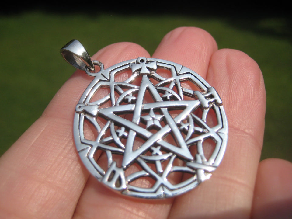 925 silver Inverted Pentagram Pendant Necklace Thailand Jewelry A427