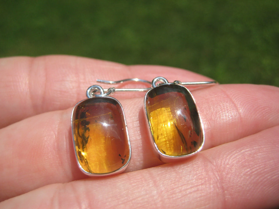 925 Silver Chiapas Amber Earring Earrings Taxco Mexico A8367