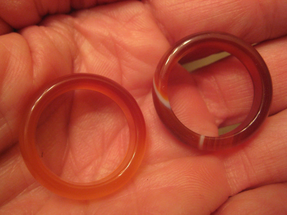 Set 2 Agate Carnelian Ring Size 9.5 US