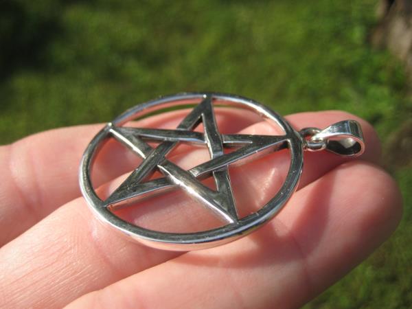 Extra Large 925 Sterling Silver Wiccan Pentagram Pendant A3