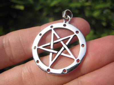 925 sterling silver wicca inverted pentagram pendant A5