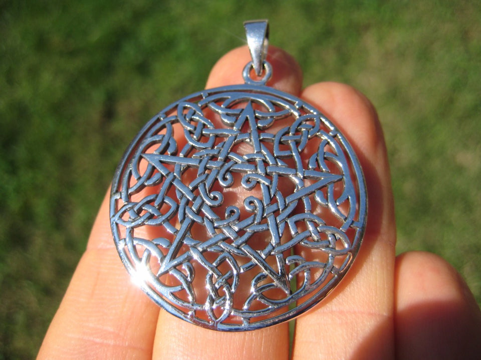 925 sterling silver celtic pentagram pendant